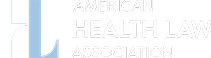 Logo of the American Health Law Association featuring a stylized "AHL" design in light blue and white, with the organization’s name in all caps to the right of the logo on a black background.